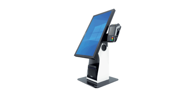 Countertop self-ordering kiosk with a 15.6 inch touch screen and EFTPOS cradle